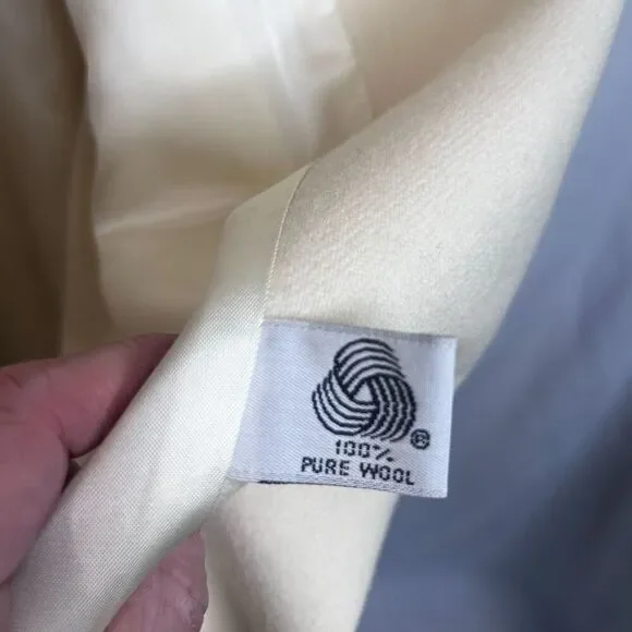 Marvin Richards Ivory 100% Pure Wool Trench Coat Topstitched Classic Maxi Size 6 - Picture 10 of 13